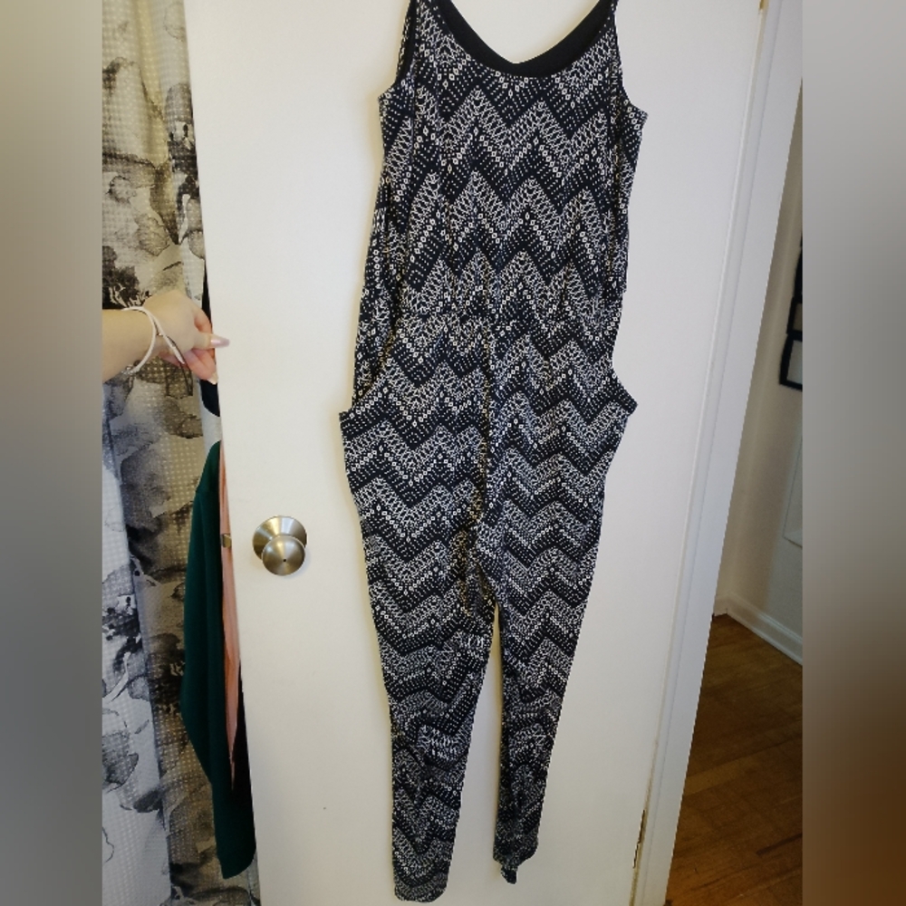 Xhilaration Black and White Patterned Jumpsuit